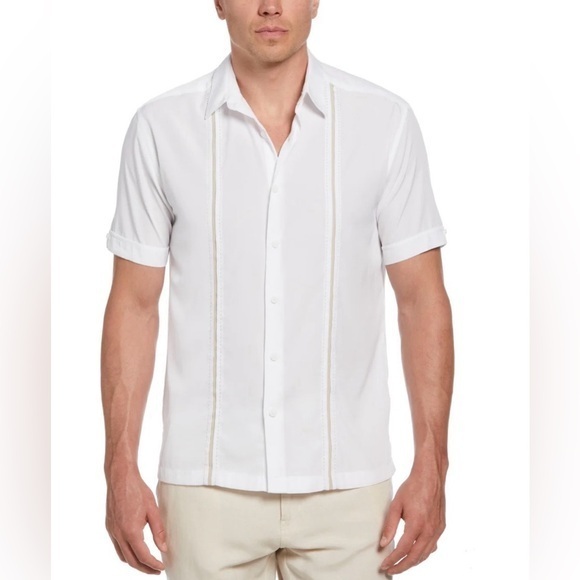 Cubavera Men’s Panel Shirt - Contrast Stitching Size L - Picture 1 of 12